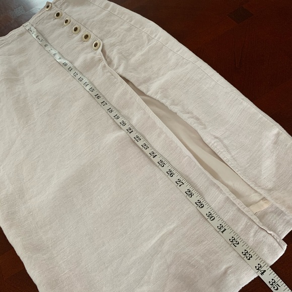 Vintage Linen Pencil Skirt With Button Hip & Slit - Picture 7 of 7